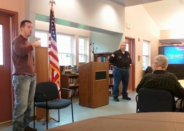 Today 10/8/2012 kicked off the Nanuet Fire Department Fire Prevention week with a visit to Seton Village by Fire Fighters Vincent Pecella, Ed Houston, Seamus Clark and Vincent P. Tuzzolino.  A warm welcome was given to our members by the residents.     Photo by Vincent P. Tuzzolino,